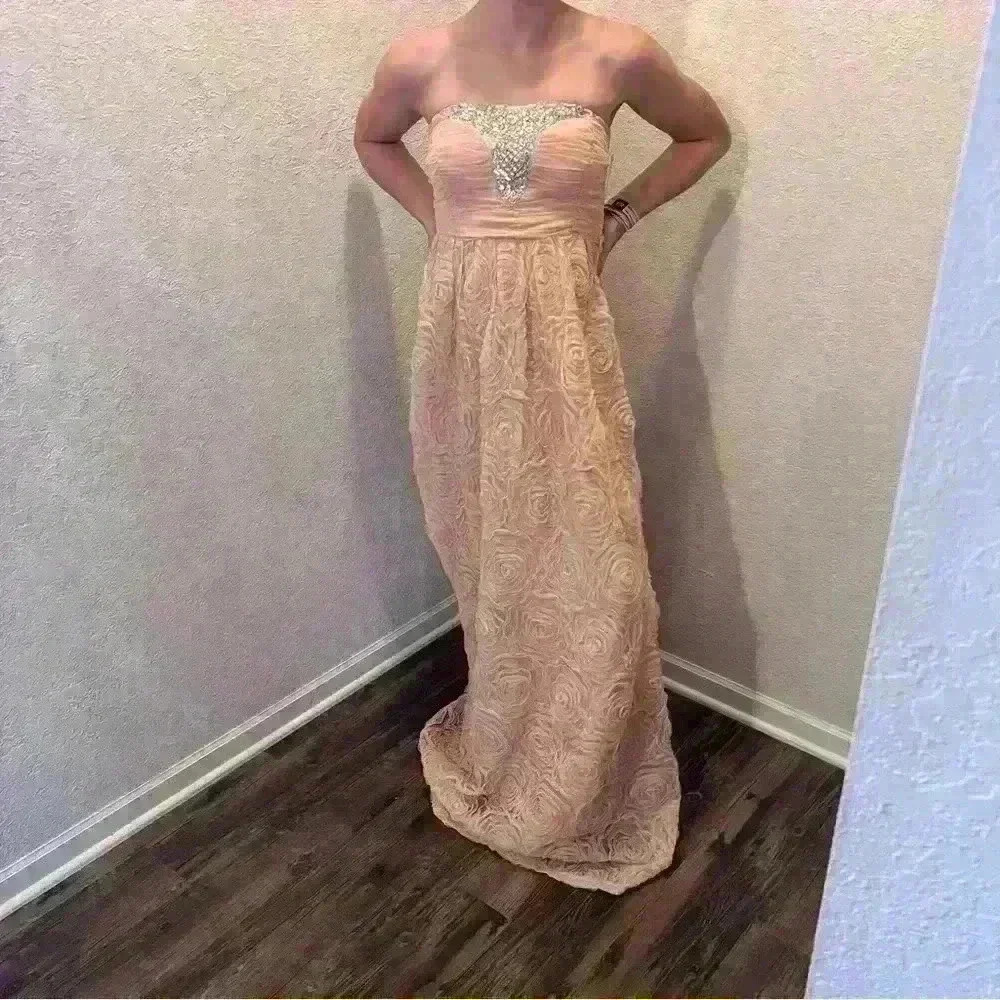 TRIXXI Womens Pink Molded Cups Sleeveless Formal Gown Dress Juniors sz 1